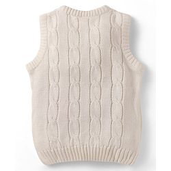Babyhug Knitted Sleeveless Pullover Sweater Vest with Cable Knit Design - Teal Blue