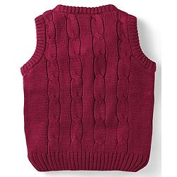 Babyhug Knitted Sleeveless Pullover Sweater Vest with Cable Knit Design - Wine