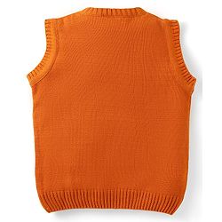 Babyhug Knitted Sleeveless Pullover Sweater Vest with Star Design - Orange