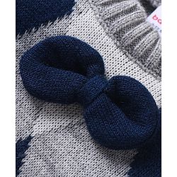 Babyhug Knit Full Sleeves Pullover Sweater Argyle Design - Grey