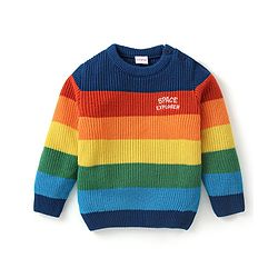 Babyhug Knitted Full Sleeves Pullovers Striped Sweater -Multicolor