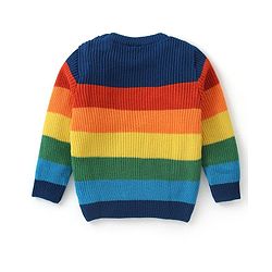 Babyhug Knitted Full Sleeves Pullovers Striped Sweater -Multicolor