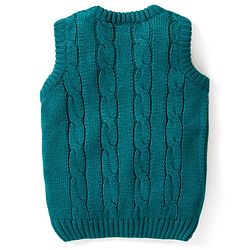 Babyhug Knitted Sleeveless Pullover Sweater with Cable Knit Design - Teal Blue