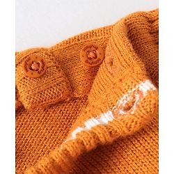 Babyhug Kitted Sleeveless Pullover Sweater with Star Design - Orange
