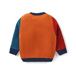Babyhug Knitted Full Sleeves Pullover Colour Block Design Sweater -Multicolour