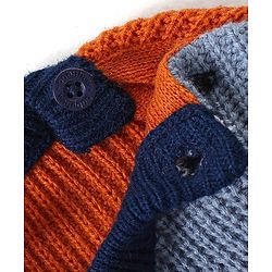 Babyhug Knitted Full Sleeves Pullover Colour Block Design Sweater -Multicolour
