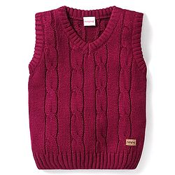 Babyhug Knit Sleeveless Cable Knit Design Sweater - Wine