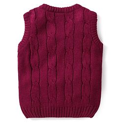 Babyhug Knit Sleeveless Cable Knit Design Sweater - Wine