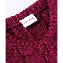 Babyhug Knit Sleeveless Cable Knit Design Sweater - Wine