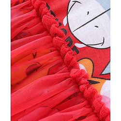 Babyhug Disney 100% Cotton Knit Frock Half Sleeves Frock with Bloomer Winnie The Pooh Print-Red