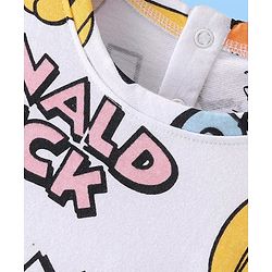 Babyhug Disney Cotton Half Sleeves Frocks With Mickey Mouse & Friends Print - White