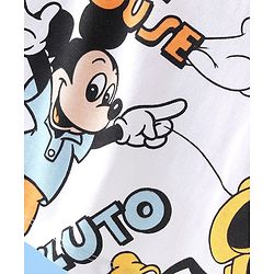 Babyhug Disney Cotton Half Sleeves Frocks With Mickey Mouse & Friends Print - White