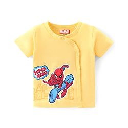 Babyhug Marvel 100% Cotton Knit Half Sleeves Jhablas with Spiderman Graphics Pack of 3 - Yellow Blue & White