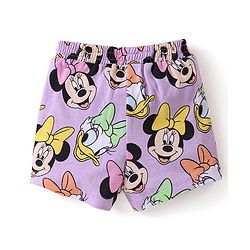 Babyhug Disney Single Jersey Knit Half Sleeves Night Suit With Minnie Mouse Graphics - Purple