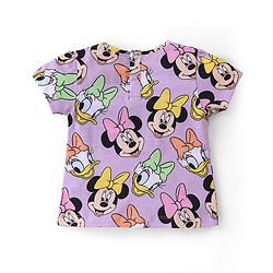 Babyhug Disney Single Jersey Knit Half Sleeves Night Suit With Minnie Mouse Graphics - Purple