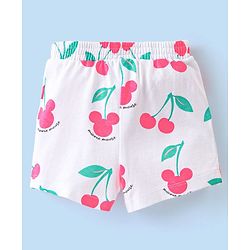 Babyhug Disney Single Jersey Knit Sleeveless Night Suit Minnie Mouse and Cherry Print - White