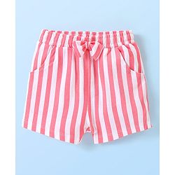 Babyhug  Disney Cotton Half Sleeves Shorts  Night Suit Minnie Mouse Print - White & Pink