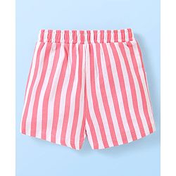 Babyhug  Disney Cotton Half Sleeves Shorts  Night Suit Minnie Mouse Print - White & Pink