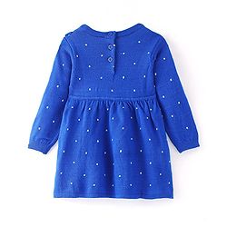 Babyhug Knitted Full Sleeves Polka Dot Design Woolen Dress -  Royal Blue