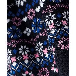Babyhug Knitted Full Sleeves Floral Embroidery Woolen Dress - Navy Blue
