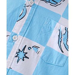 Babyhug Marvel Cotton Woven Half Sleeve Shirt With Avengers Print - Blue