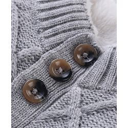 Babyhug Knitted Full Sleeves Pullover Cable Knit Henley Sweater -Grey