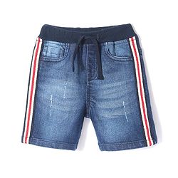 Babyhug Mid Thigh Length Denim Washed  Shorts with Stretch - Blue