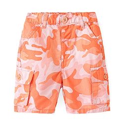 Babyhug Twill Woven Above Knee Length  With Stretch Bermuda Camouflage Print  - Orange