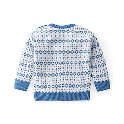 Babyhug Knit Full Sleeves All Over Design Sweater & Pant Set - Blue