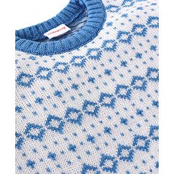 Babyhug Knit Full Sleeves All Over Design Sweater & Pant Set - Blue