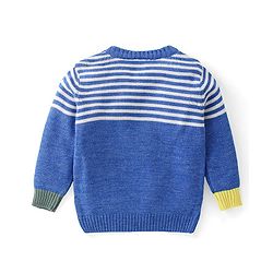 Babyhug Knit Full Sleeves Striped Sweater & Pant Set - Blue