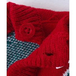 Babyhug Knitted Full Sleeves Sweater Set with Christmas Tree Design - Red