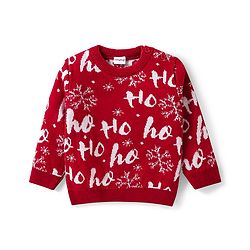 Babyhug Knit Full Sleeves Pull Over Sweater Set with Snowflakes Design - Red