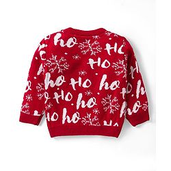 Babyhug Knit Full Sleeves Pull Over Sweater Set with Snowflakes Design - Red