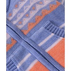 Babyhug Knitted Full Sleeves Front Open Hooded Sweaters with Stripes Design & Kangaroo Pockets - Multicolour