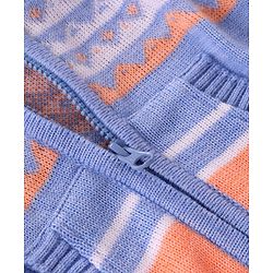 Babyhug Knitted Full Sleeves Front Open Hooded Sweaters with Stripes Design & Kangaroo Pockets - Multicolour