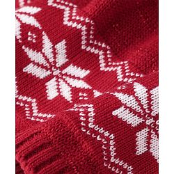 Babyhug Knitted Full Sleeves Woolen Dress with Floral Design - Red