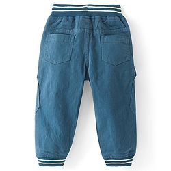 Babyhug  Woven Stretchable Pants With Text Embroidery - Navy