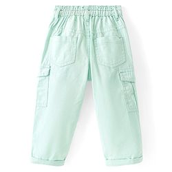 Babyhug Cotton Lycra Woven Full Length Solid Pants - Mint