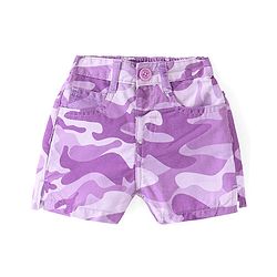 Babyhug Twill Woven Mid Thigh Length With Stretch Shorts Camouflage Print - Lavender