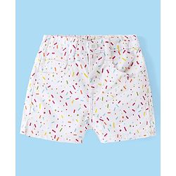 Babyhug Twill Woven Mid Thigh Length  With Stretch  Shorts  Star Print - White