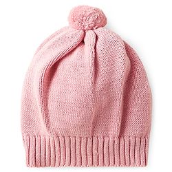 Babyhug Cotton Knit Full Sleeves Sweater Set with Cap & Elephant Applique Embroidery - Light Pink