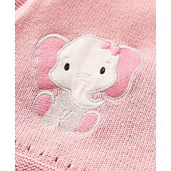 Babyhug Cotton Knit Full Sleeves Sweater Set with Cap & Elephant Applique Embroidery - Light Pink