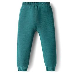 Babyhug 100% Cotton Knit Full Sleeves Front Open Sweater Set with Bear Patch & Cap - Teal Blue