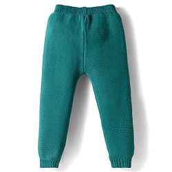 Babyhug 100% Cotton Knit Full Sleeves Front Open Sweater Set with Bear Patch & Cap - Teal Blue