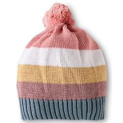 Babyhug Cotton Knit Full Raglan Sleeves Front Open Sweater Set With Stripes & Cap - Multi Colour