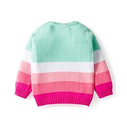 Babyhug Cotton Knit Full Sleeves Pullover Sweater Set with Cap & Color Block - Multicolor