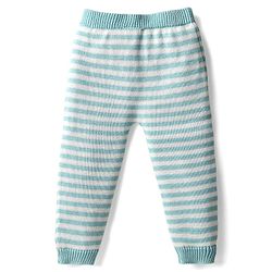 Babyhug Cotton Knit Full Sleeves Striped Sweater Set with Cap & Dear Design - Light Blue