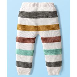 Babyhug Cotton Knit Full Sleeves Striped Sweater Set with Cap - White