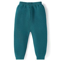 Babyhug Knitted Full Sleeves Front Open Sweater Set with Cap & Teddy Embroidery - Teal Blue